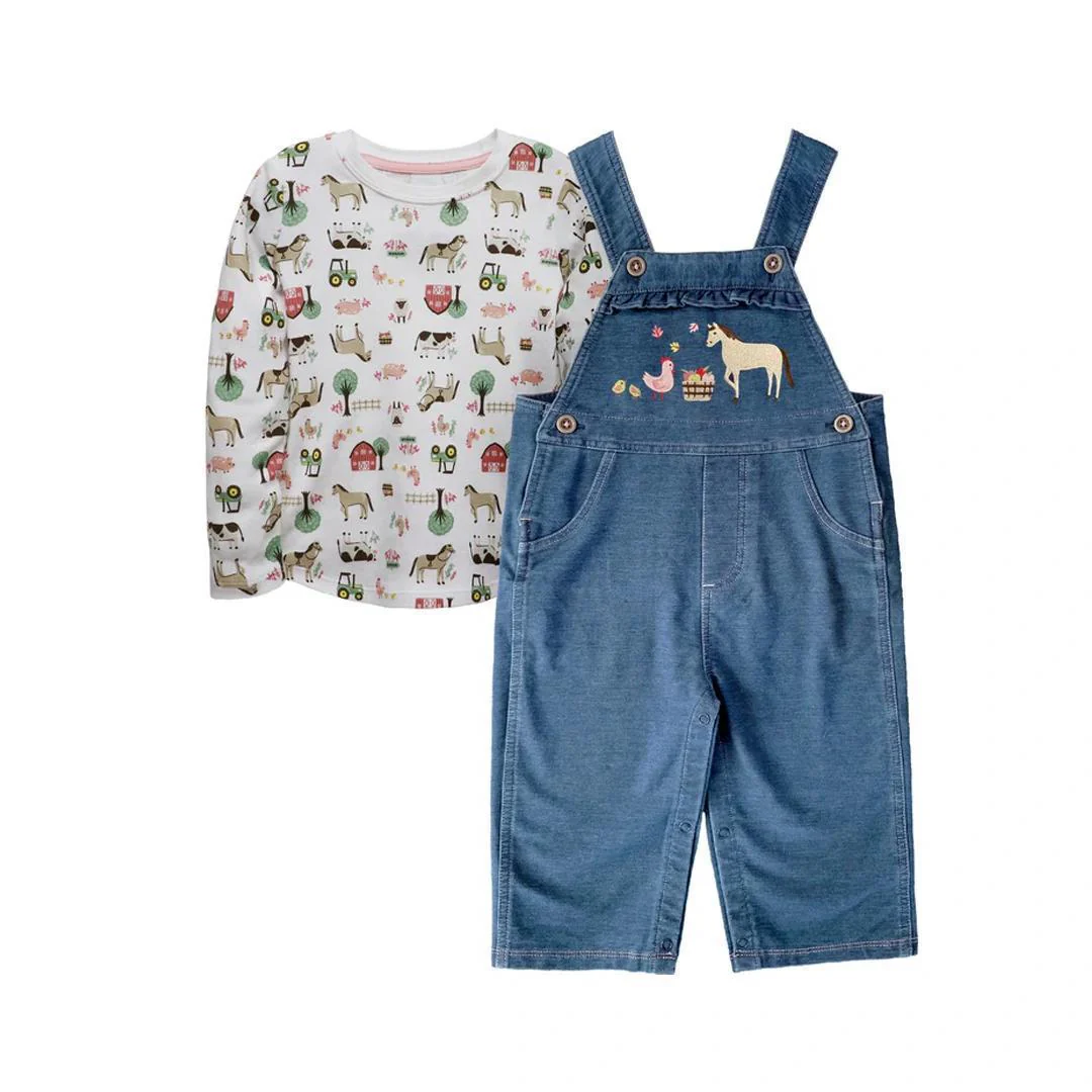 John Deere Infant & Toddler 2-Piece Overalls and Shirt Farm Friends Set -CLEARANCE