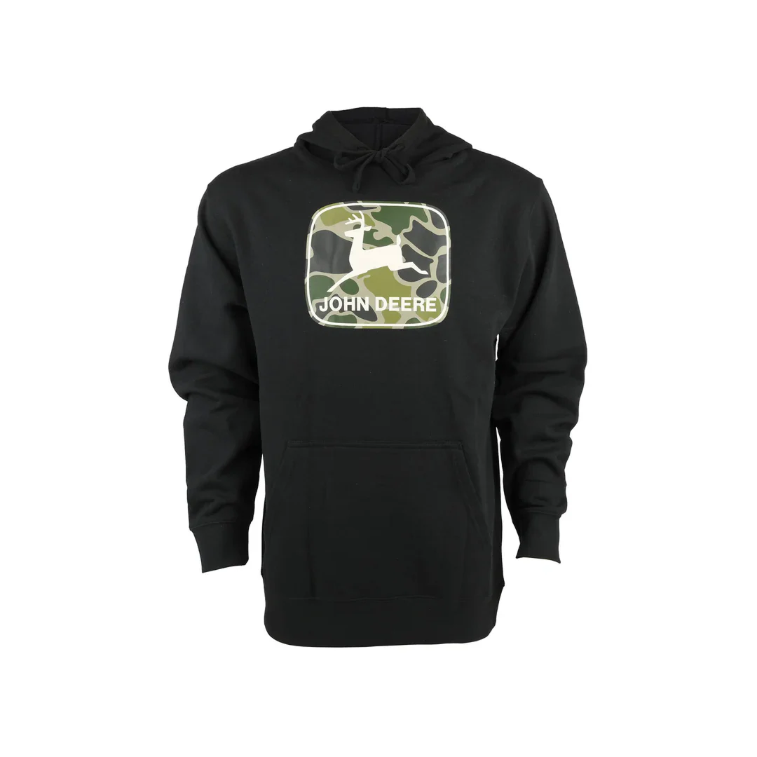 John Deere Men's Black Hoodie w/ Camo Logo