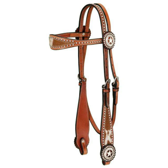JT International Royal King Browband Headstall With Spotted Hair Overlay