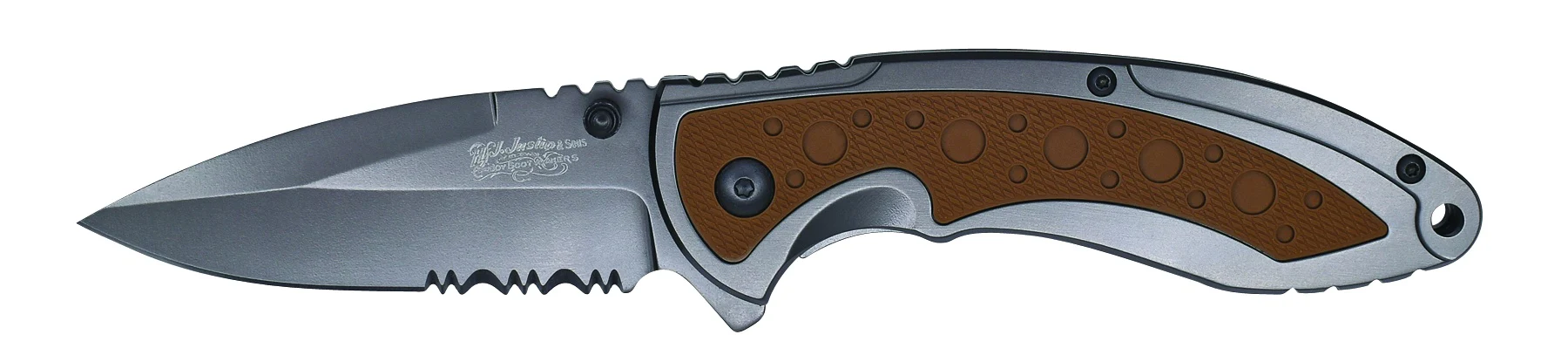 Justin Folding Knife with Olive Rubber Inlay