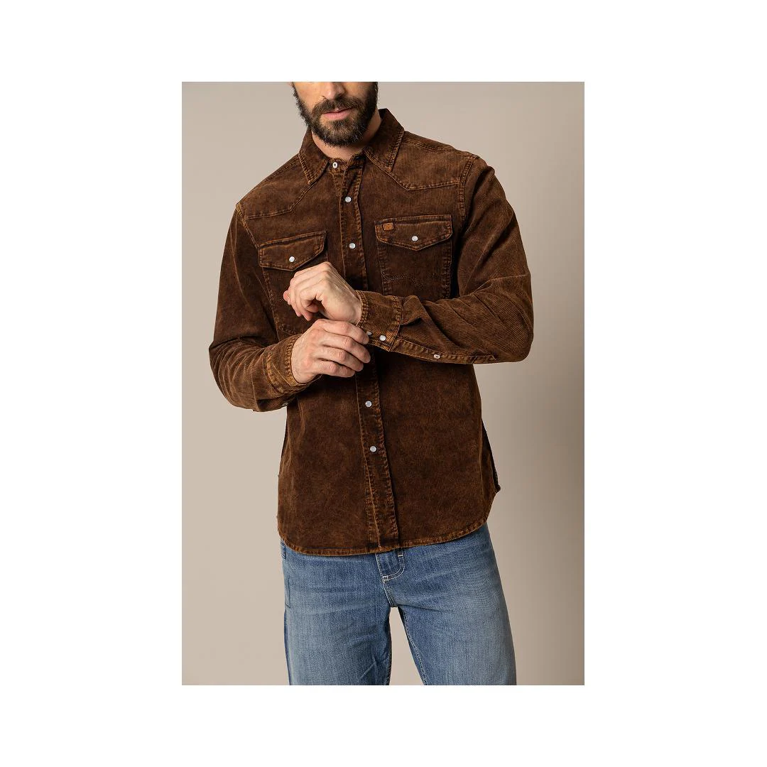 Kimes Ranch Men's Catalina Cord Button Up Dark Brown - Image 5