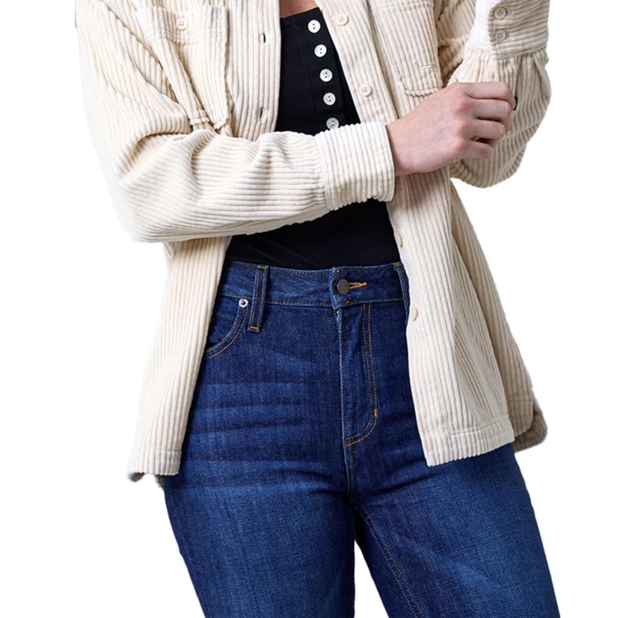 Kimes Ranch Women's Luna Corduroy Long Sleeve Button-Down Western Shirt Tan -Clearance