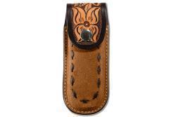 3D Knife Sheath Closed Floral Roughout Tan