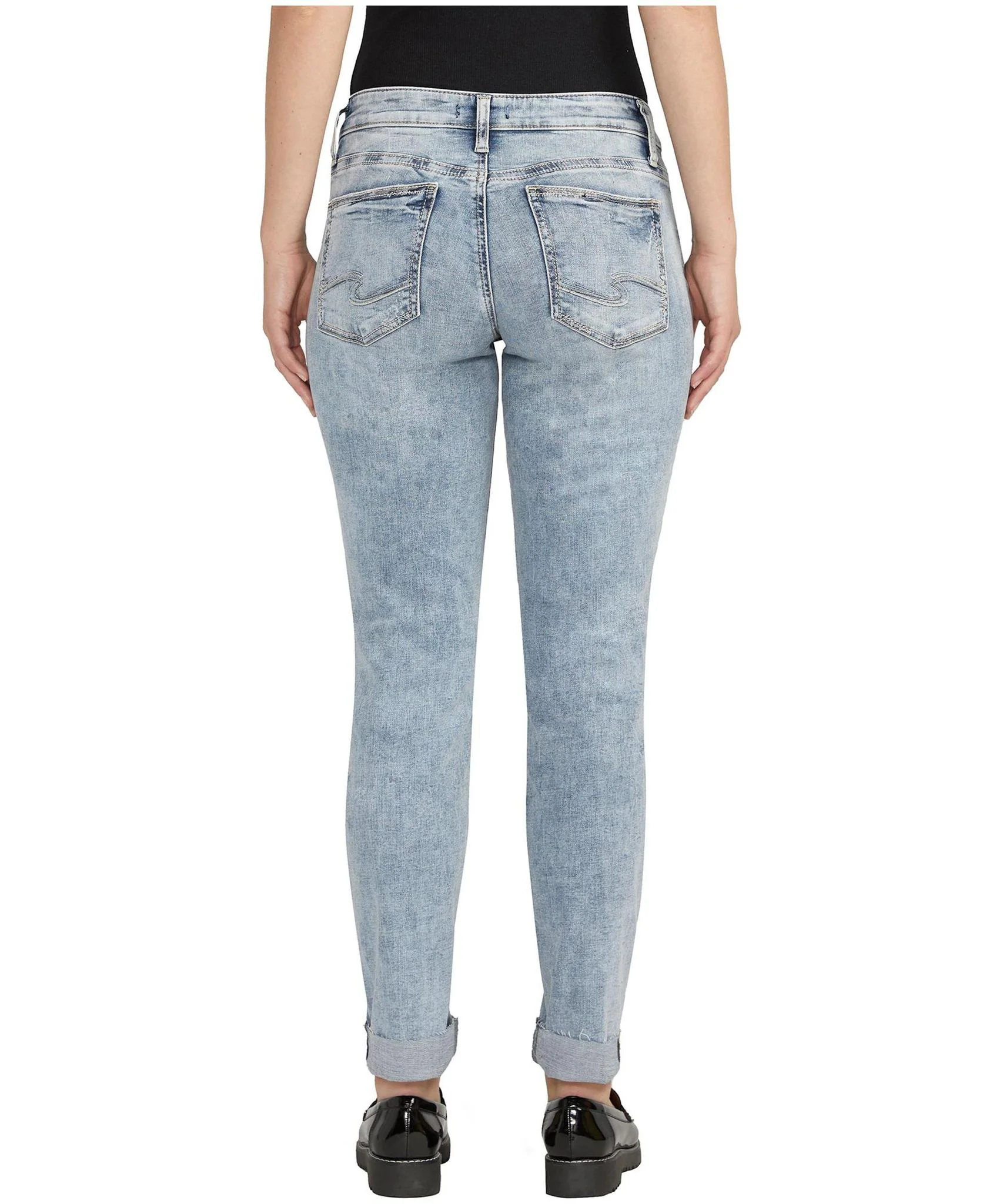 Silver Women's Boyfriend Mid Rise Slim Leg Jeans - Image 2