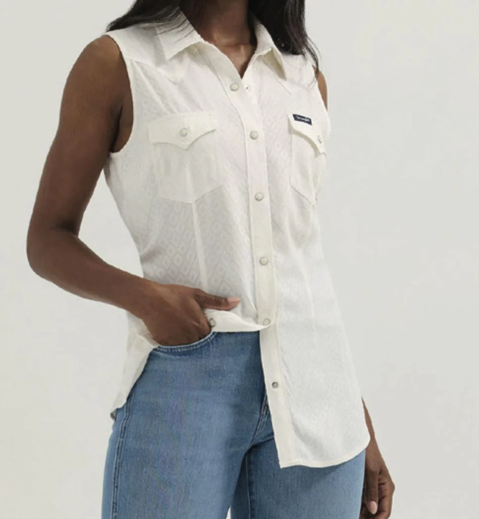 Wrangler Ladies Sleeveless Western Slim Shirt-CLEARANCE