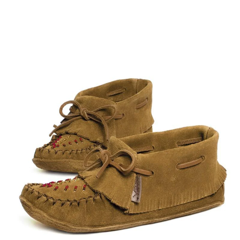 Laurentian Chief Women's Indian Moccasins Tan Suede - Image 6