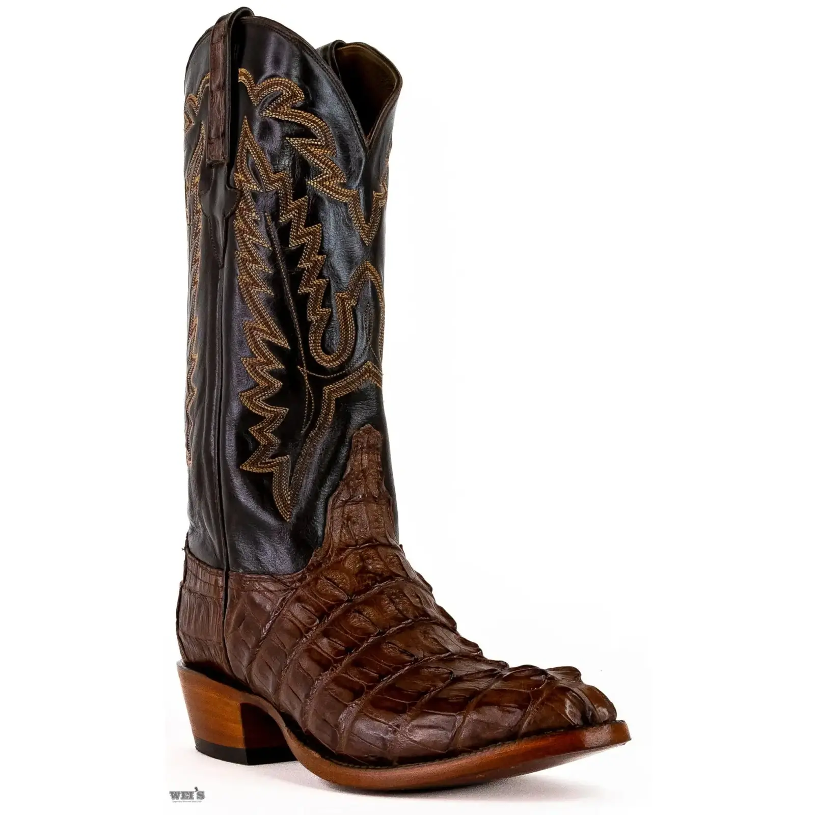 Lucchese Men's Exotic Cowboy Boots 14" Caiman Tail / Buffalo Round Toe