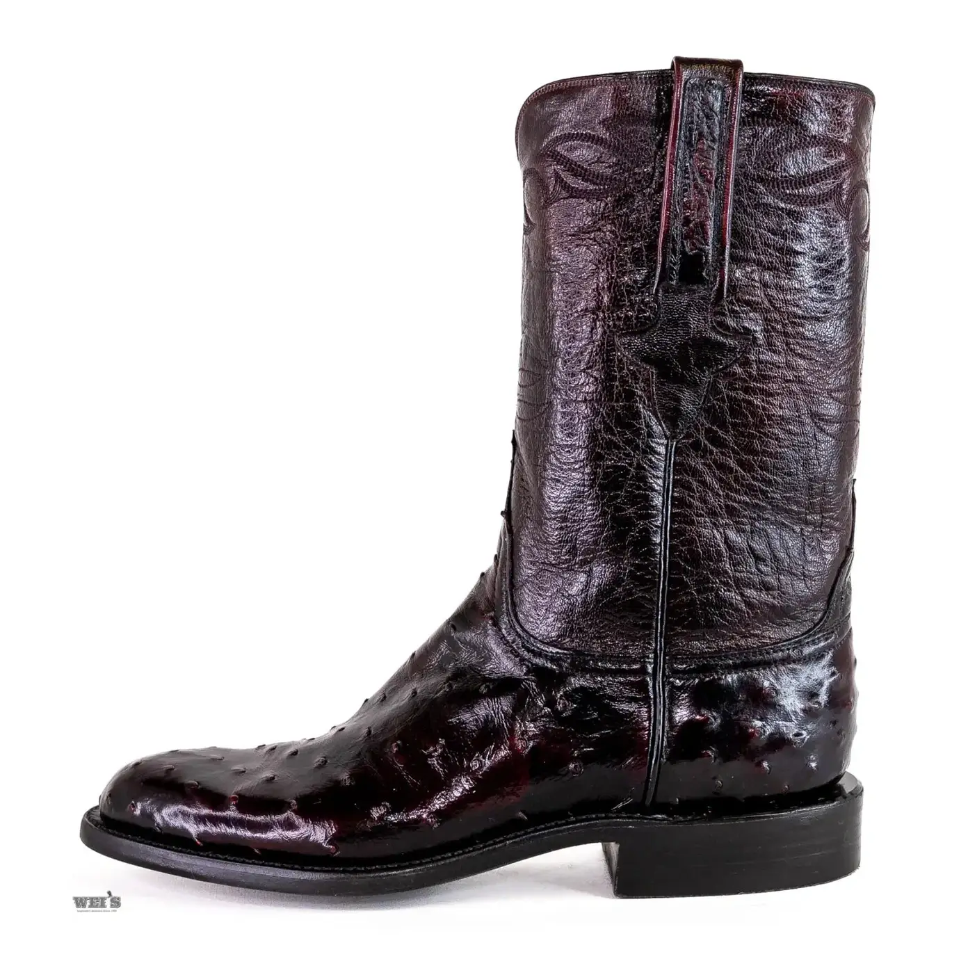 Lucchese Men's Cowboy Boots 11" Exotic Ostrich/Goat Roper Style - Image 4