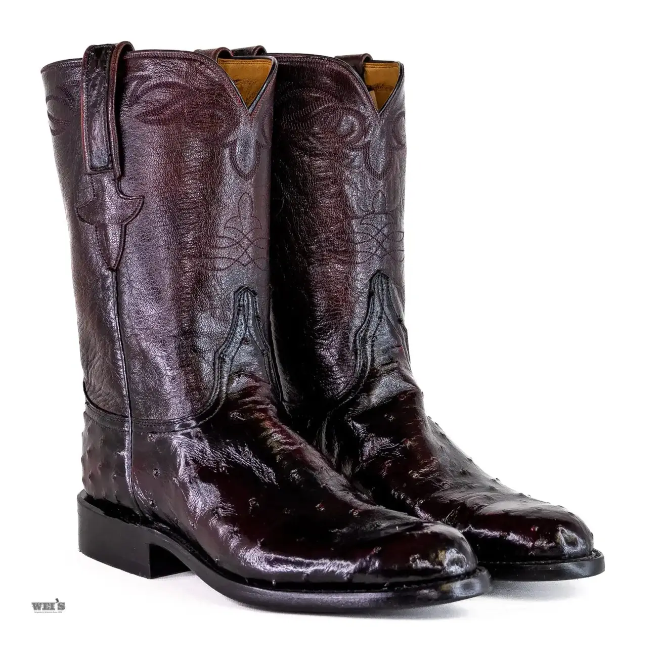 Lucchese Men's Cowboy Boots 11" Exotic Ostrich/Goat Roper Style - Image 5