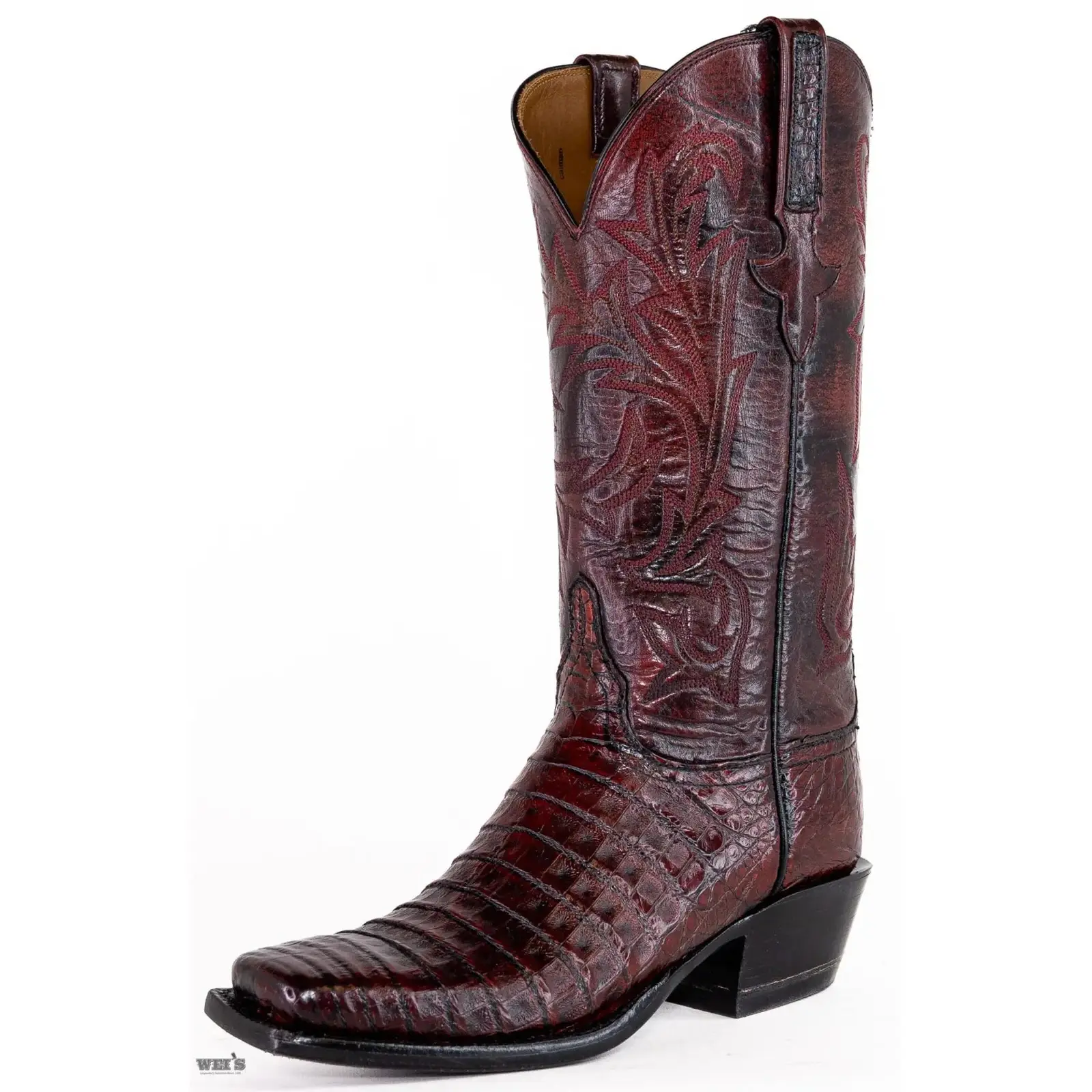 Lucchese Women's Cowgirl Boots 12" Exotic Caiman Medium Square Toe - Image 3