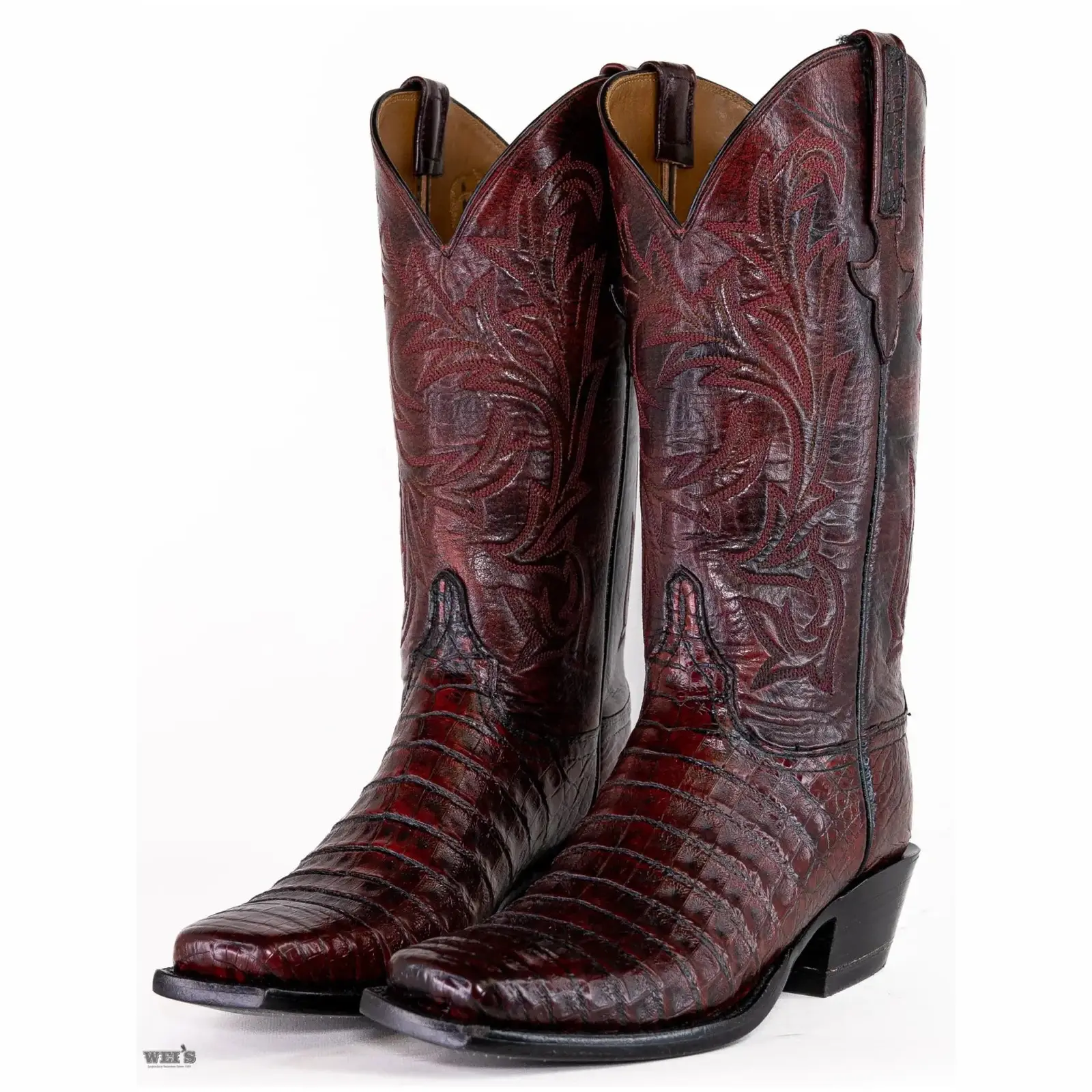 Lucchese Women's Cowgirl Boots 12" Exotic Caiman Medium Square Toe - Image 5
