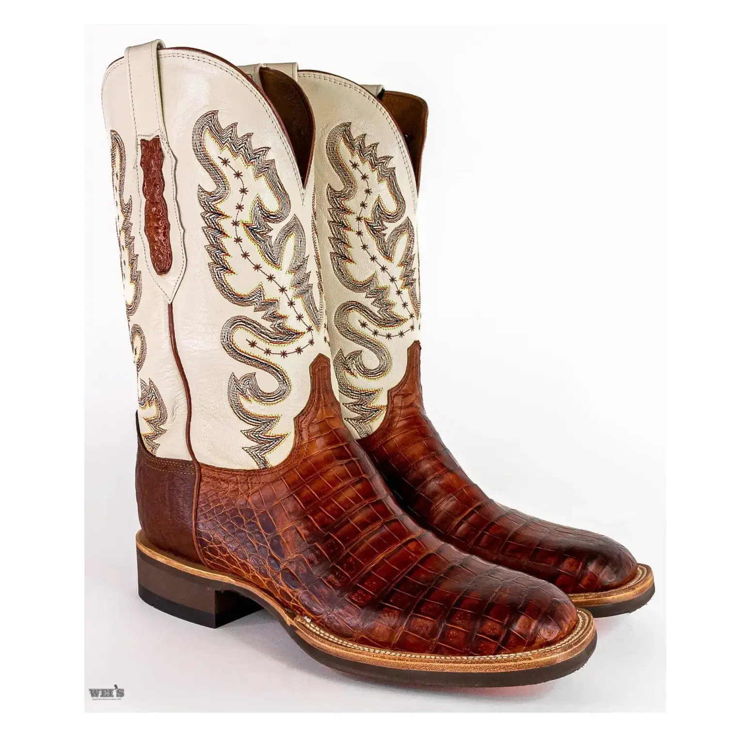 Lucchese 1883 Men's Exotic Cowboy Boots 14" Caiman Ox Wide Square Toe - Image 4