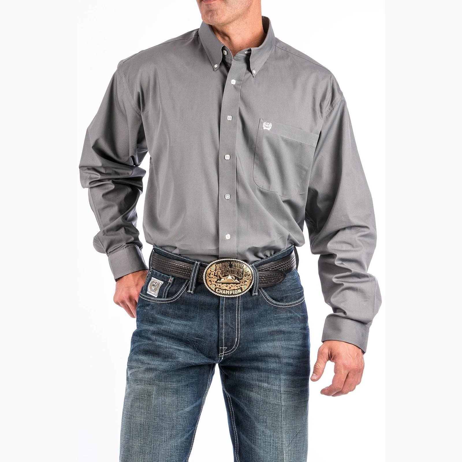 Cinch Men’s Shirt Long Sleeve Button Down Various Solid Colours