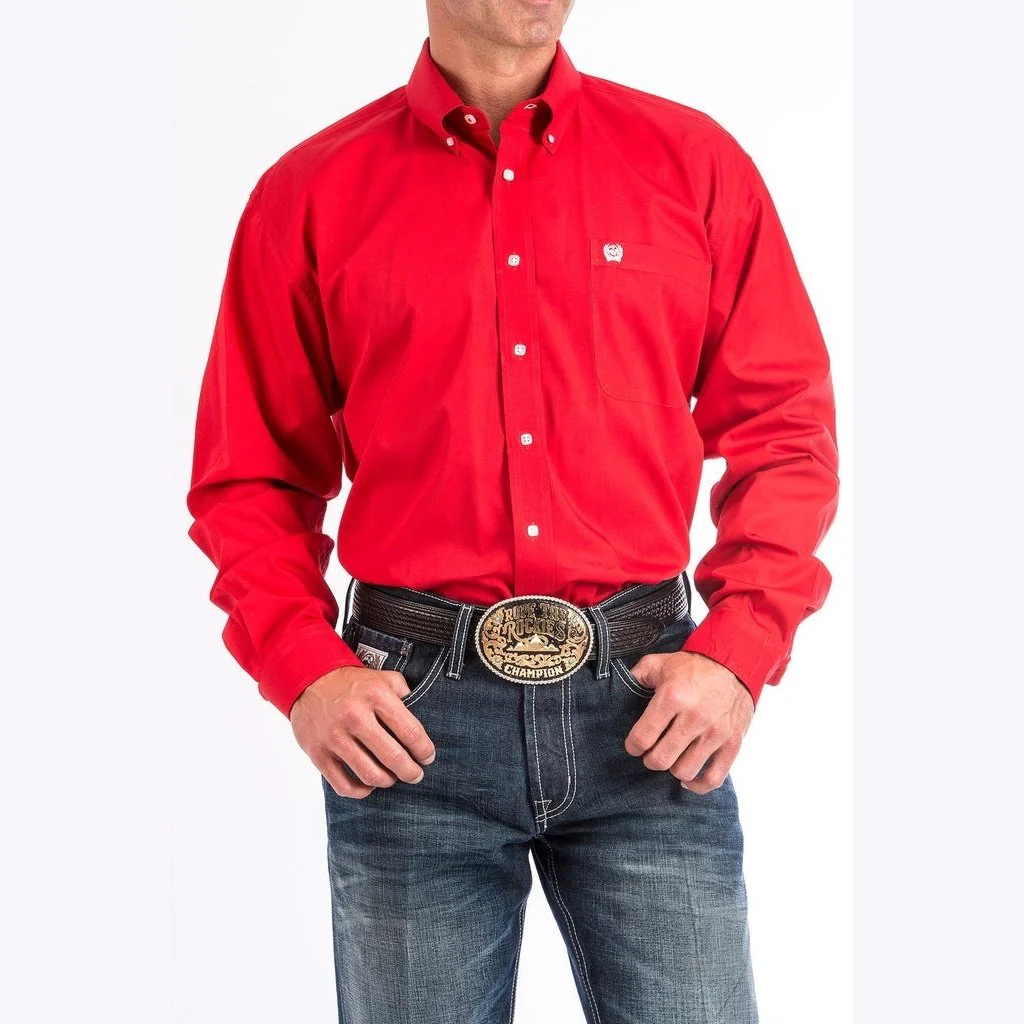 Cinch Men’s Shirt Long Sleeve Button Down Various Solid Colours - Image 10