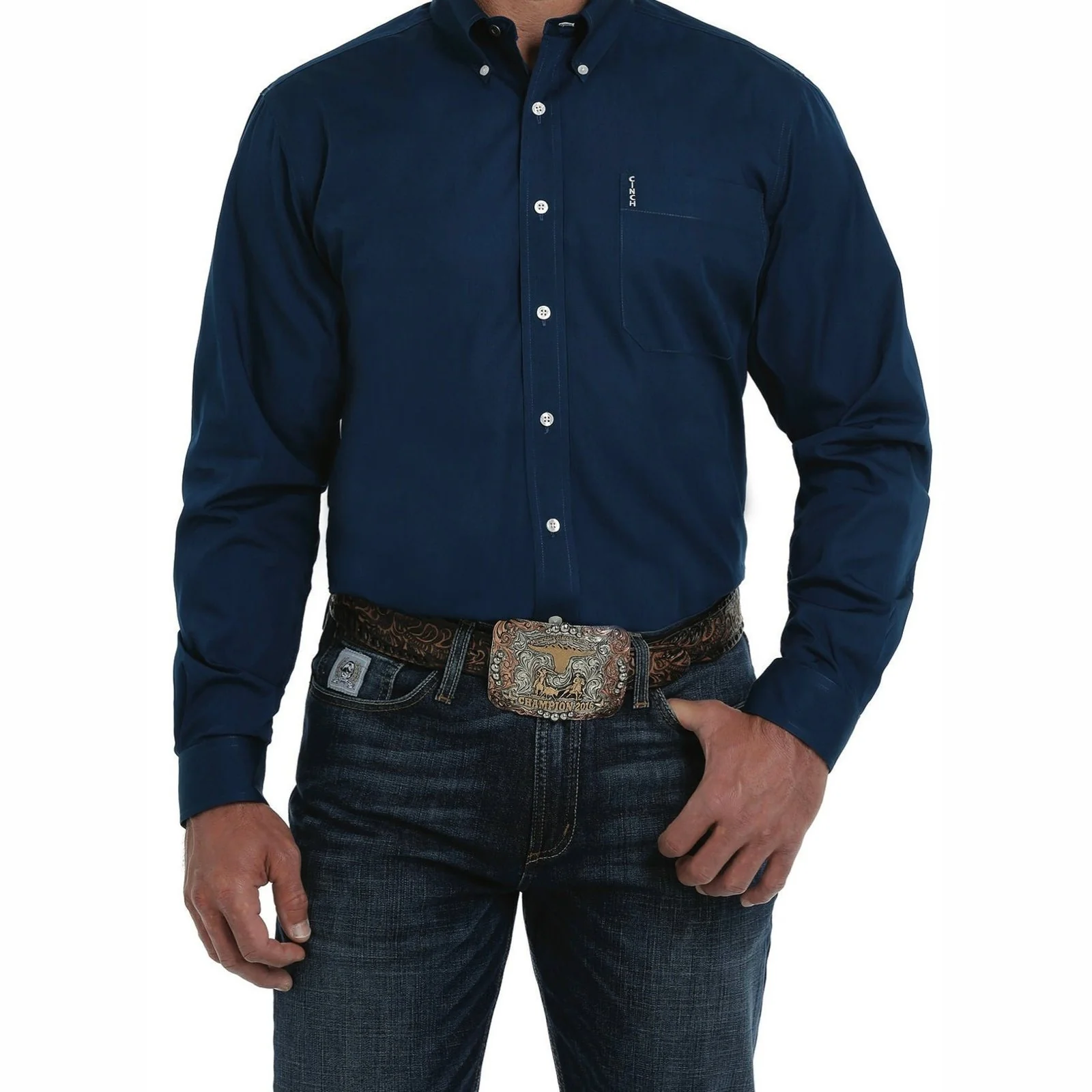 Cinch Men’s Shirt Long Sleeve Button Down Various Solid Colours - Image 11