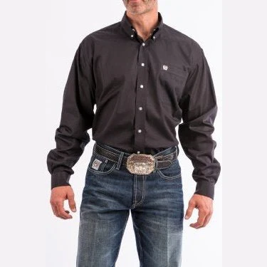 Cinch Men’s Shirt Long Sleeve Button Down Various Solid Colours - Image 12