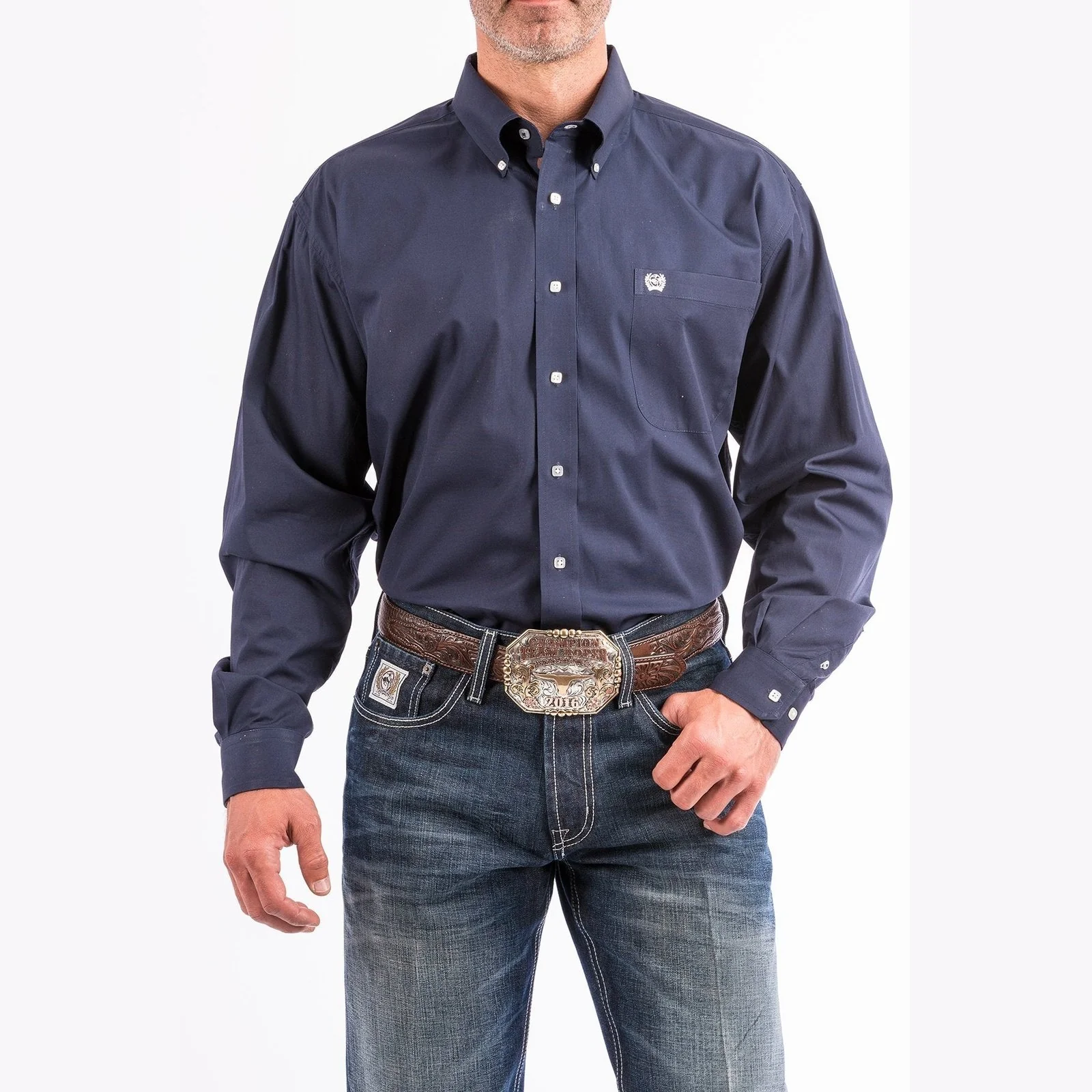Cinch Men’s Shirt Long Sleeve Button Down Various Solid Colours - Image 6