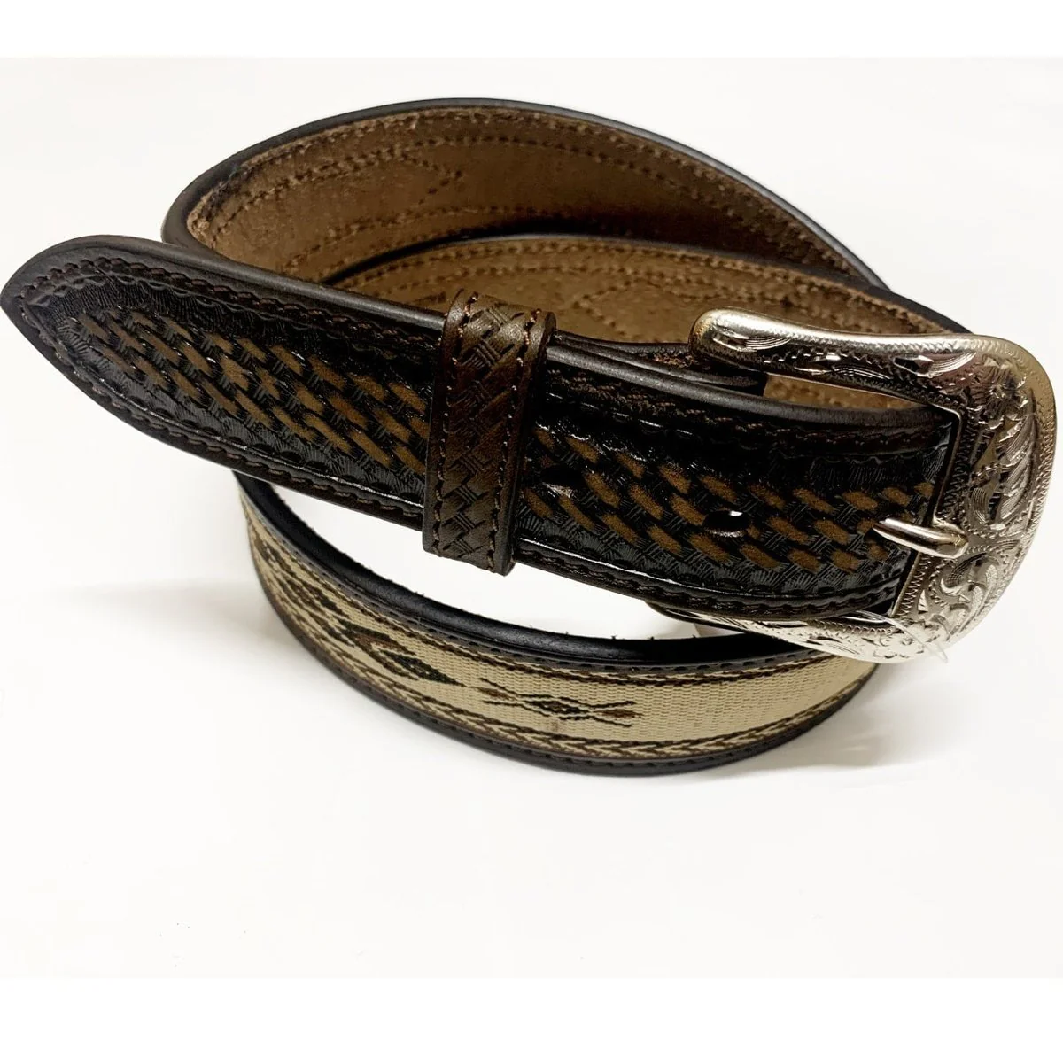 Twisted X Men’s Belt Leather Basket Stamp With Inlay