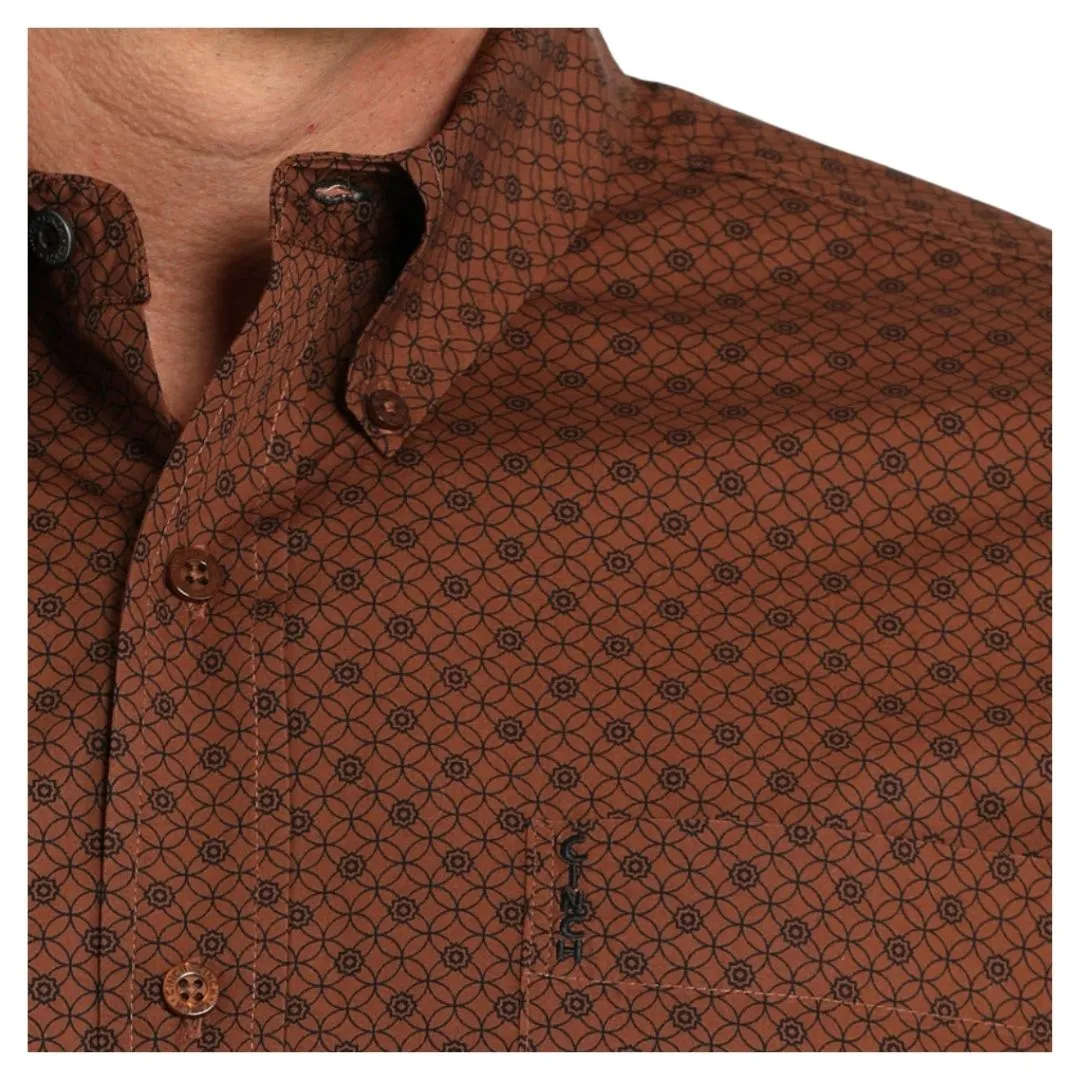 Men's Modern Fit Geometric Print Button-Down Western Shirt - Image 2