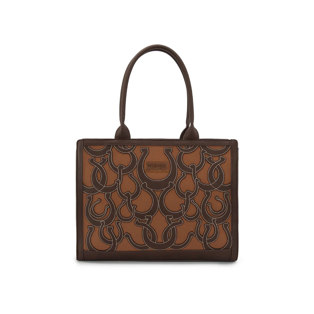 Montana West Horseshoe Cutout Carry-All Large Tote Bag Coffee