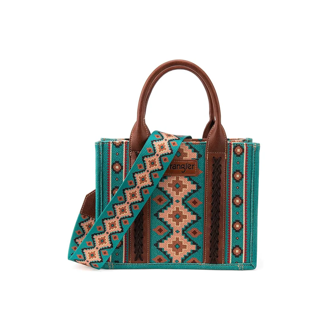 Montana West Women's Aztec Print Tote Bag Angel Diamond Teal Blue