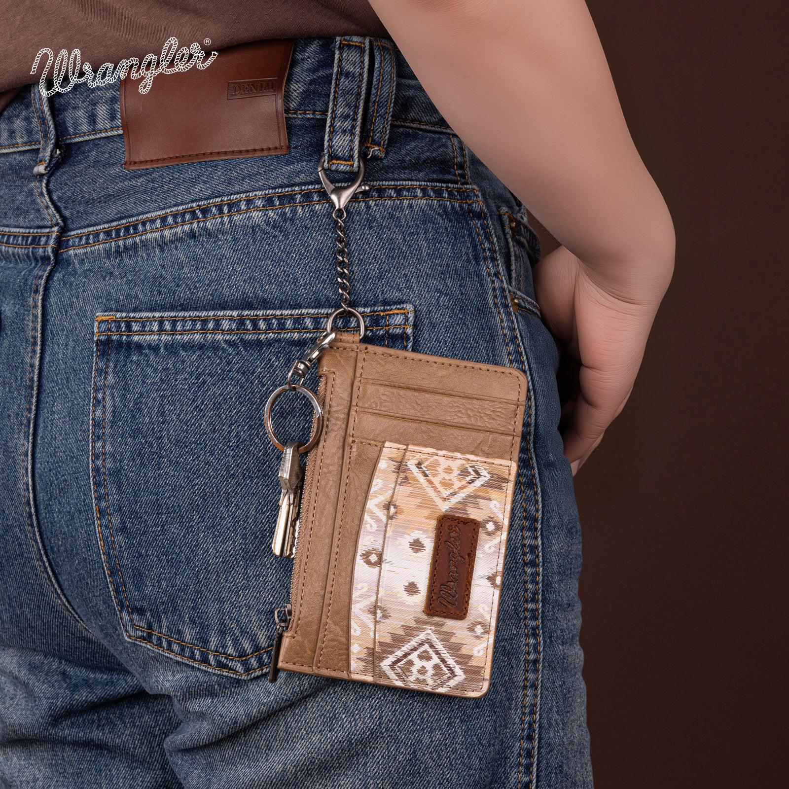 Montana West Wrangler Aztec Print Key Chain Wristlet Card Wallet - Image 3