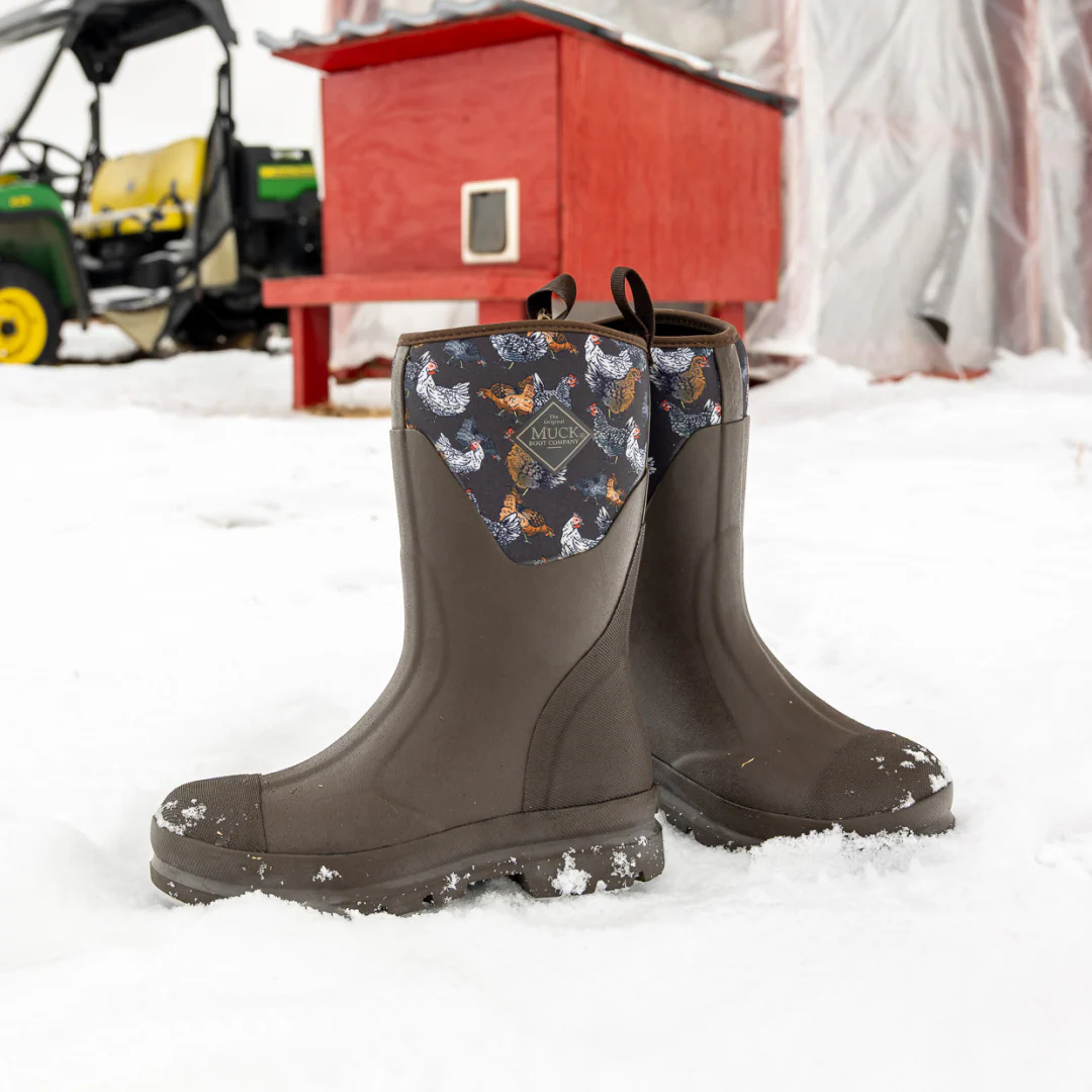 Muck Boot Women’s Chore Mid Chicken Pattern In Dark Brown - Image 2