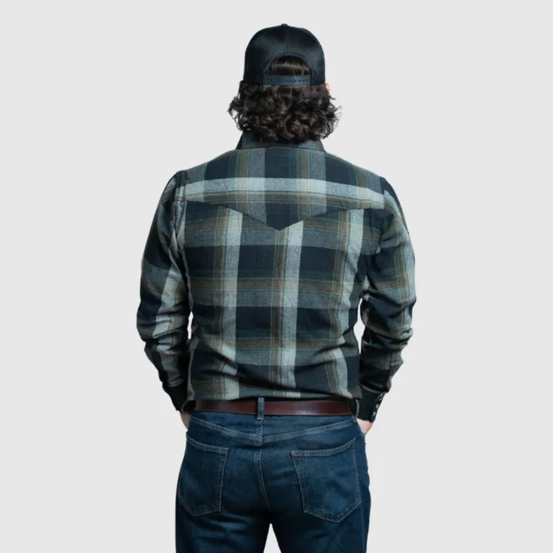 MWG Apparel Men's Flannel Plaid Western Long Sleeve Snap Shirt - Olive - Image 3