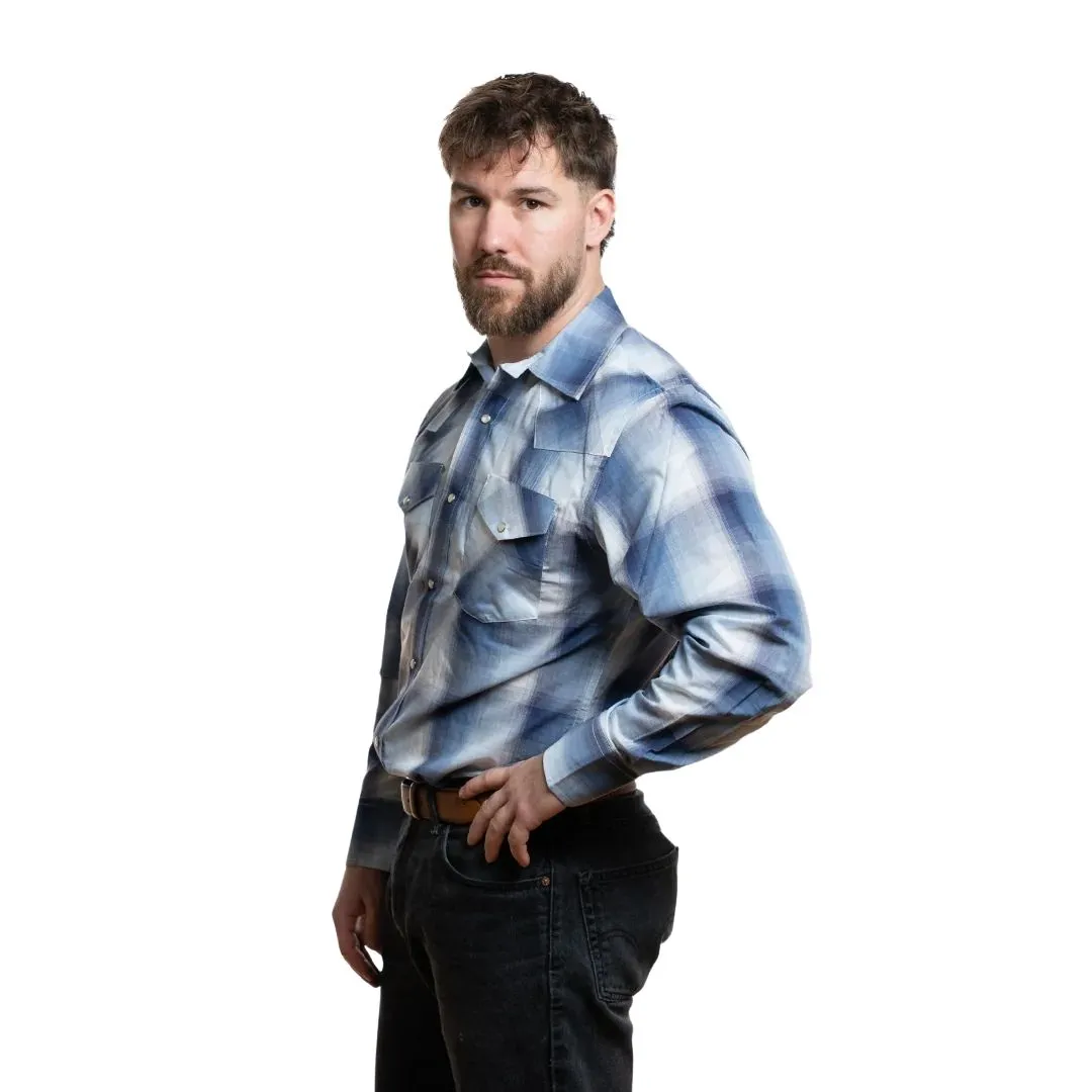 MWG Apparel Men's Snap Plaid Shirt - Sky Blue - Image 3