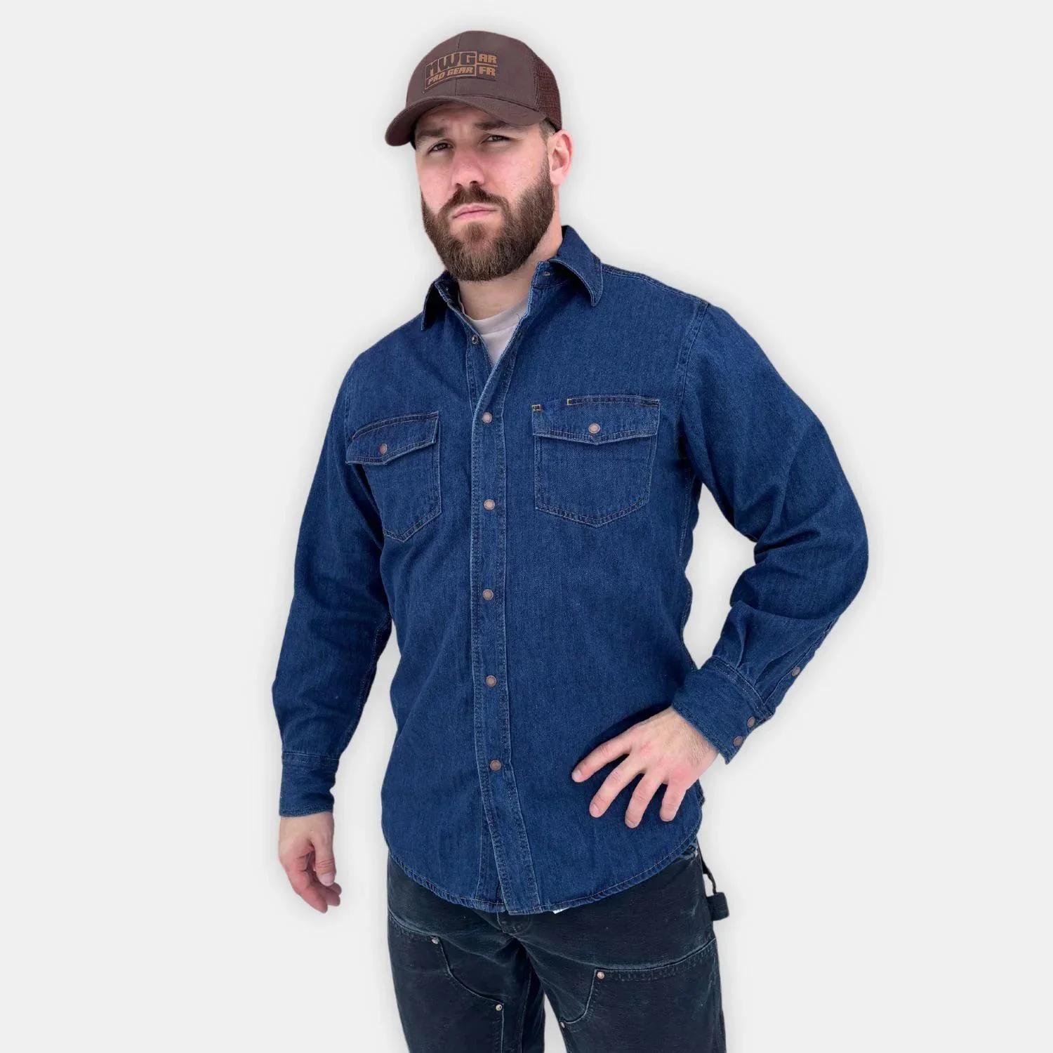 MWG Men's Western Snap Denim Long Sleeve Shirt