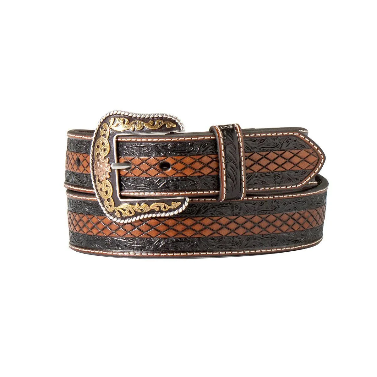 Nocona Men's Diamond Embossing Leather Belt