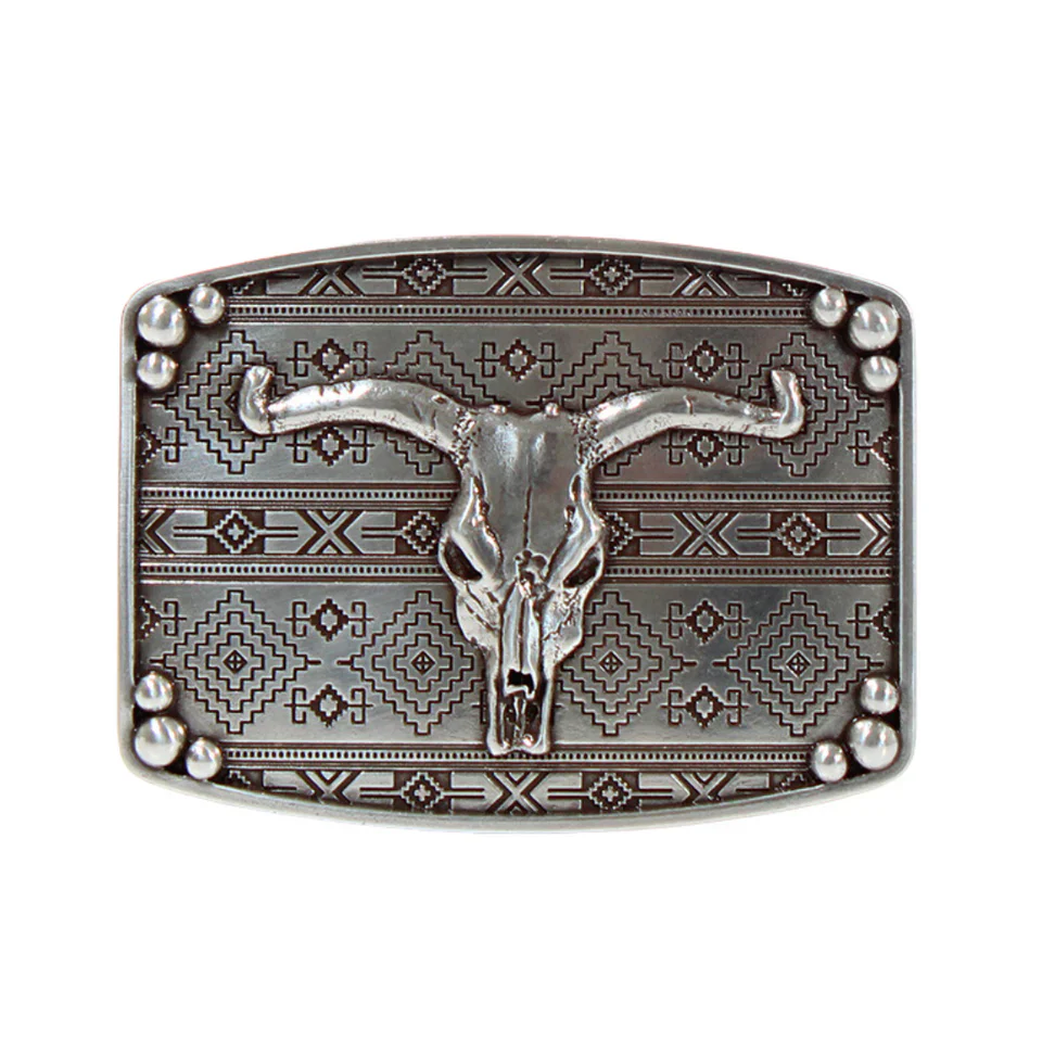 Nocona Rectangle Bull Skull Buckle
