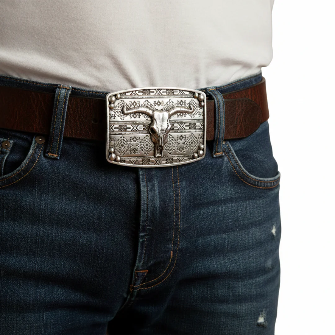 Nocona Rectangle Bull Skull Buckle - Image 2
