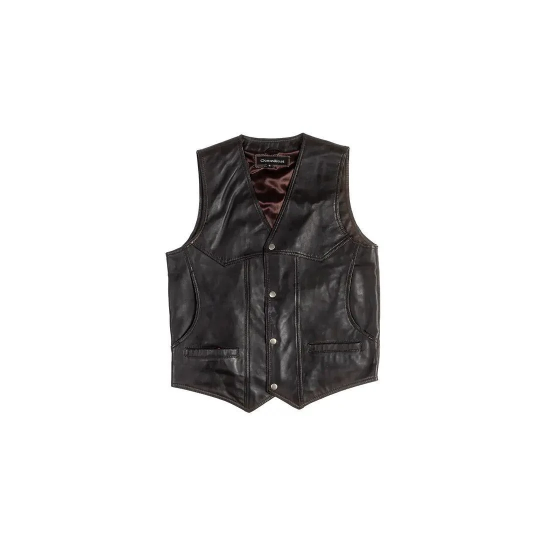 Ocean West Men's Leather Vest - Image 14