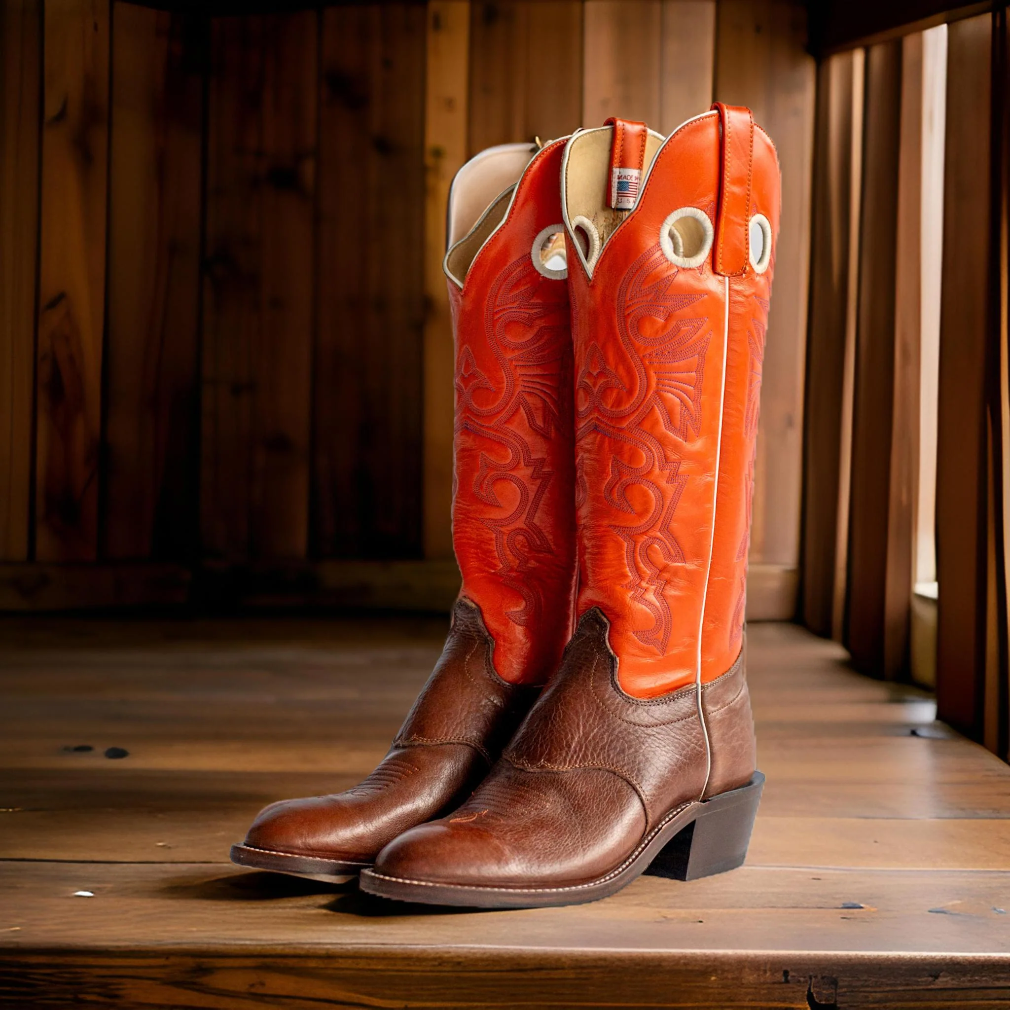 Olathe Men's Cowboy Boot 16" Tall - Tangerine Glove - Image 3