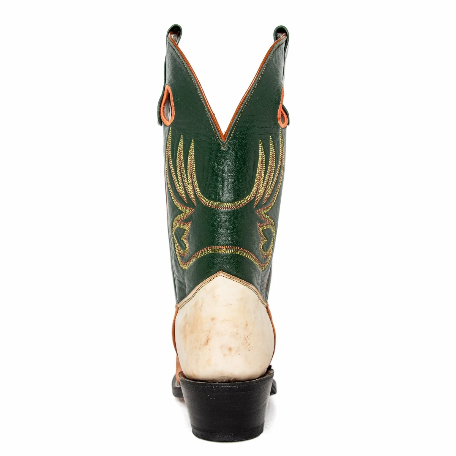 Olathe Men's Cowboy Boots 11" Rough Stock Riding Heel Tan/Dark Green - Image 2