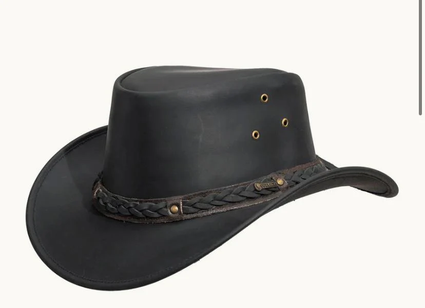 Outback Trading Unisex Wagga Wagga Leather Hat In Chocolate & Black - Image 2