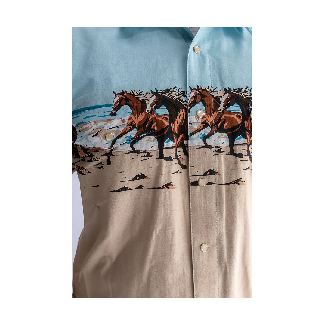 Panhandle Slim Men's Horses And Beach Border Long Sleeve Shirt - Image 2