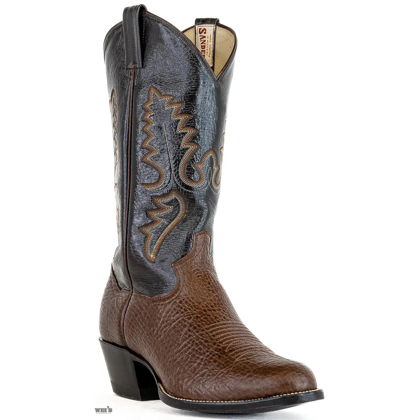 Panhandle Slim/Sanders Men's Cowboy Boots 13" Bullhide Chocolate Cowboy Heel R Toe - Image 4