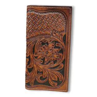 Ranger Belt Company Floral Basketweave Rodeo Wallet in Chestnut