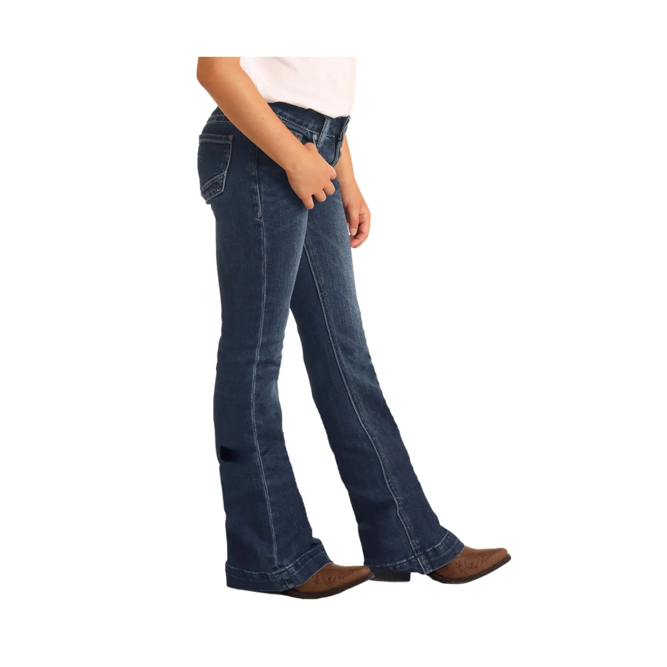 Rock & Roll Cowgirl Girl's Denim Medium Wash Trouser Jeans - Image 3