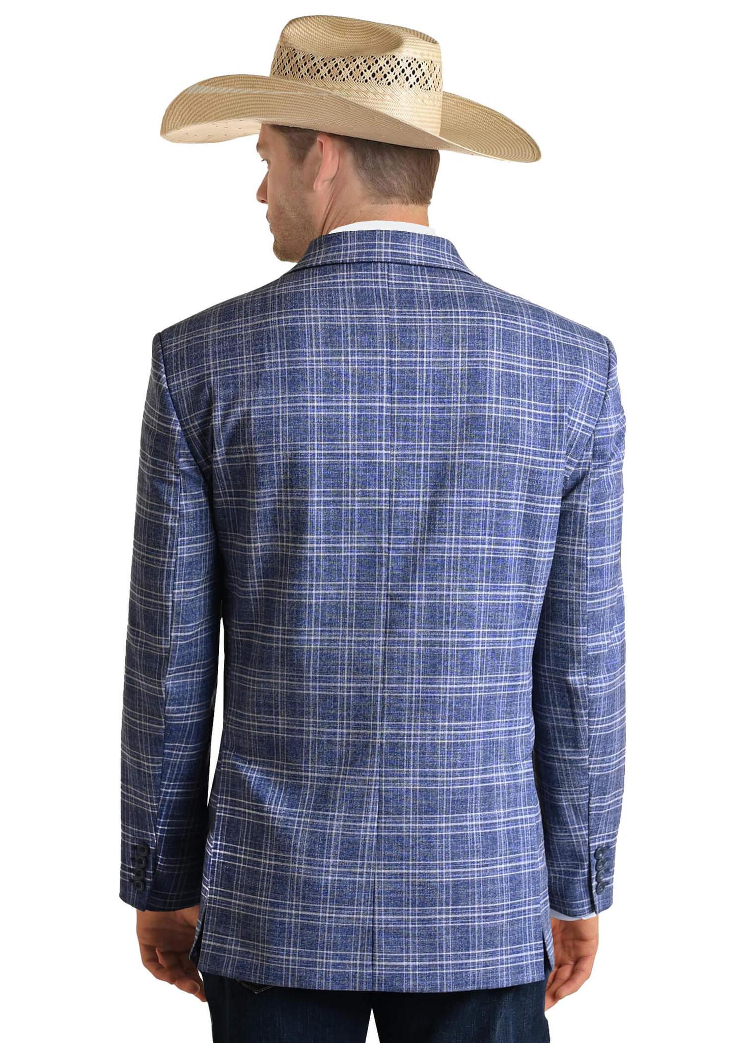 Rock & Roll Men's Blue Plaid Sports Jacket - Image 2