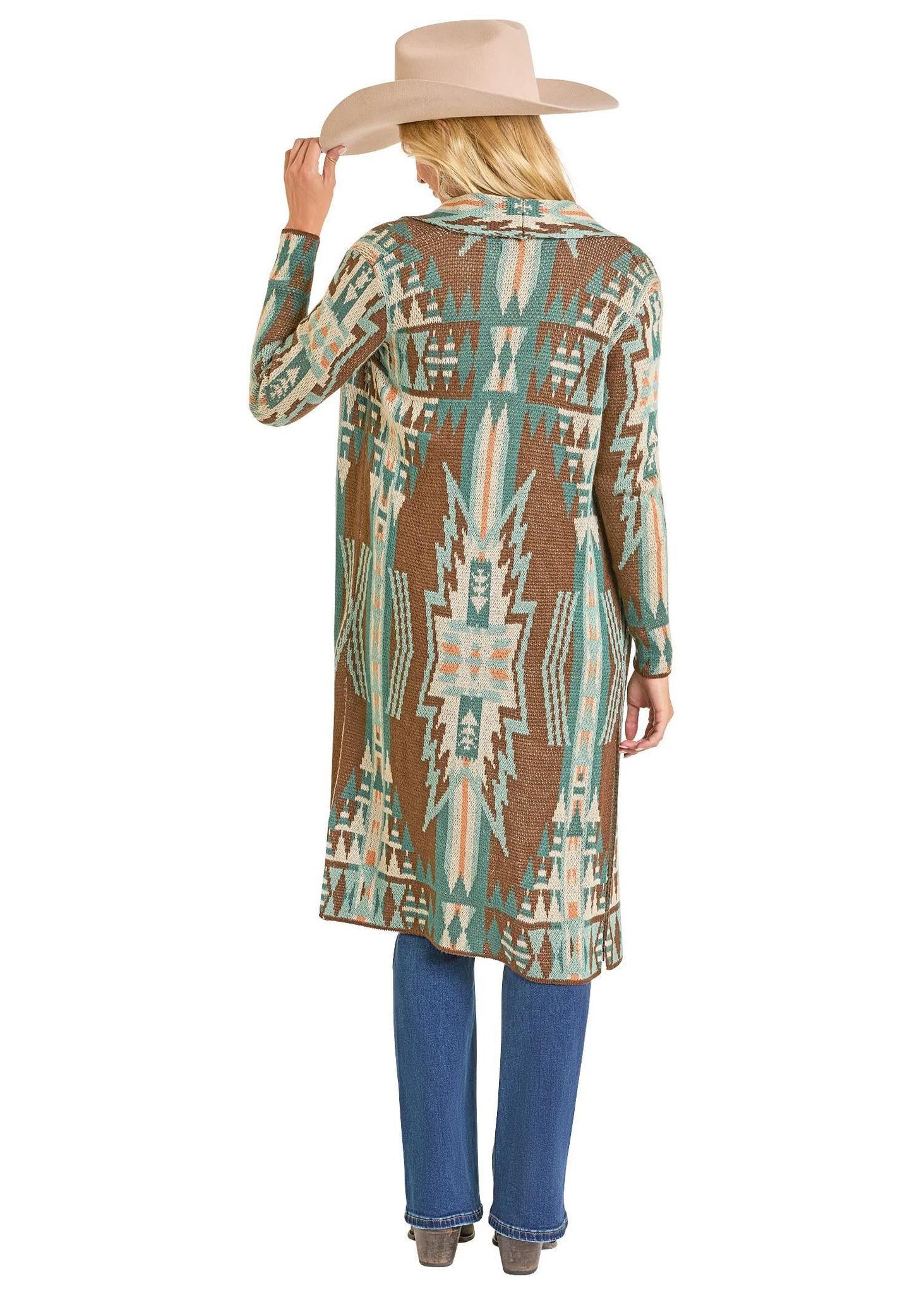 Rock & Roll Multicolor Aztec Knit Duster - Image 2