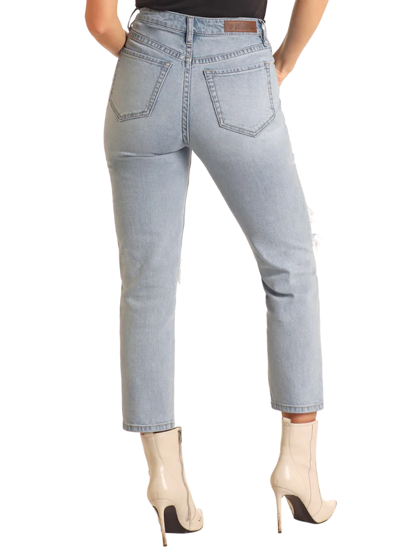 Rock & Roll Women's Distressed Straight Crop Jean - Image 3