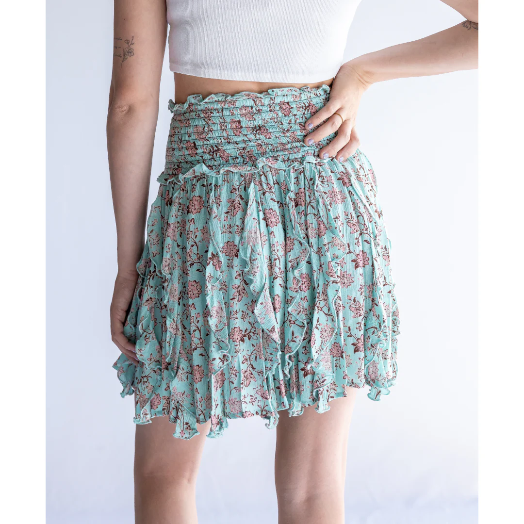 Rock & Roll Women's Floral Print Ruffled Mini Skirt - CLEARANCE - Image 2