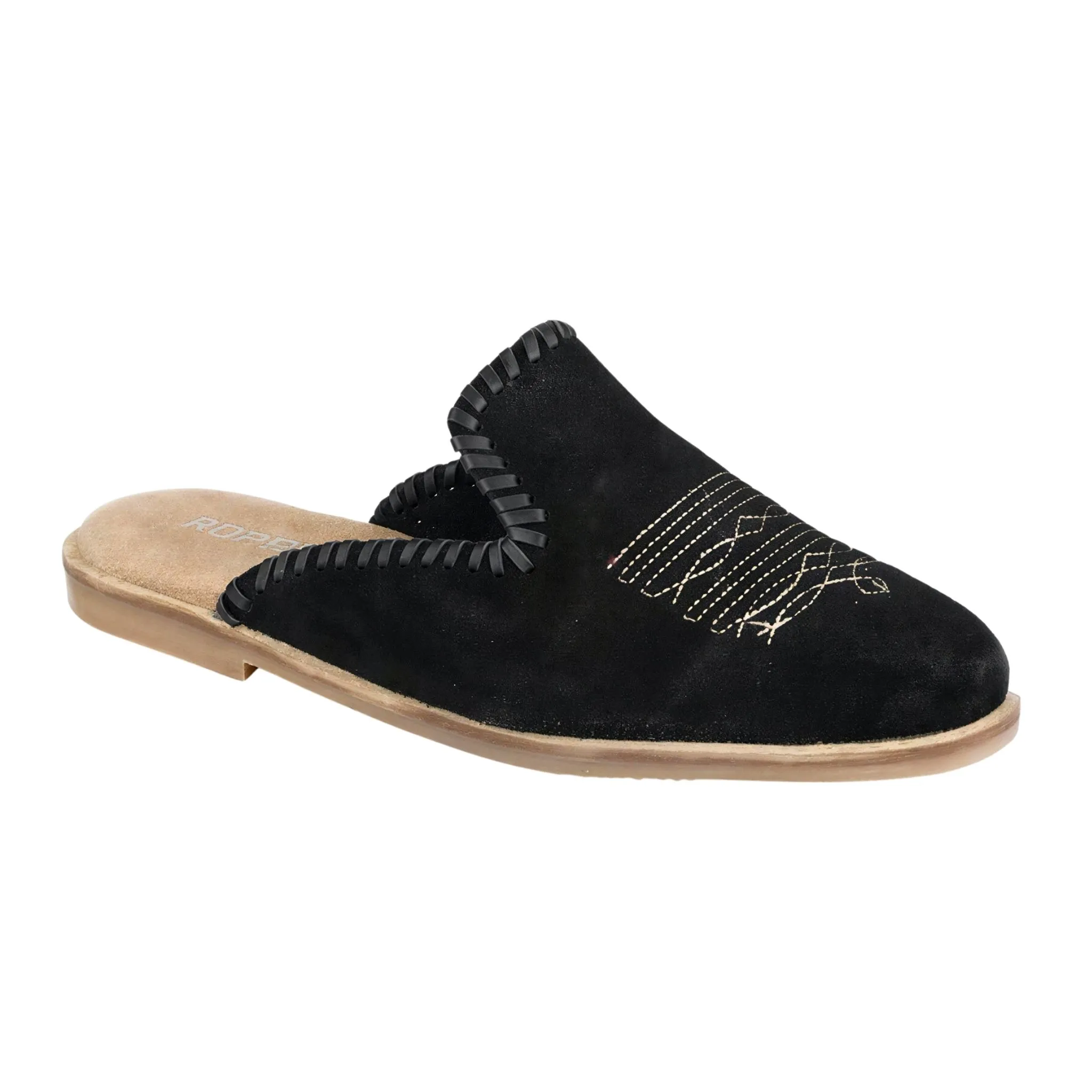 Roper Black Cow Suede Mule