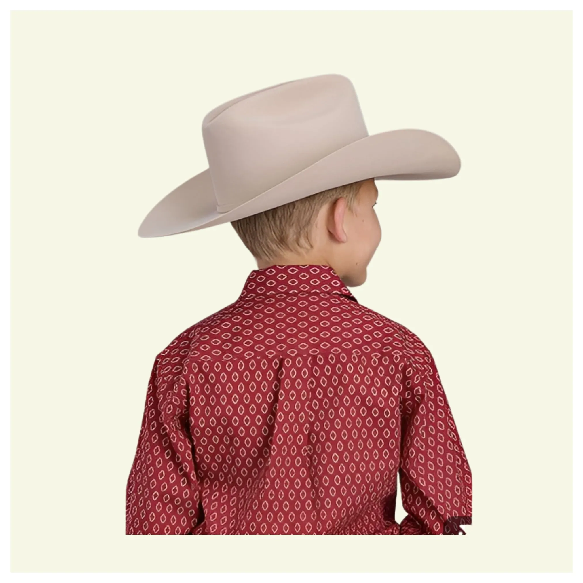 Roper Boy's Red Geo Print Snaps Long Sleeve Western Shirt - Image 2