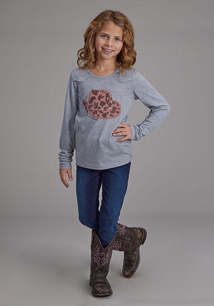 Roper Girl's Long Sleeve Jersey T-Shirt Cowboy Hat - Image 3