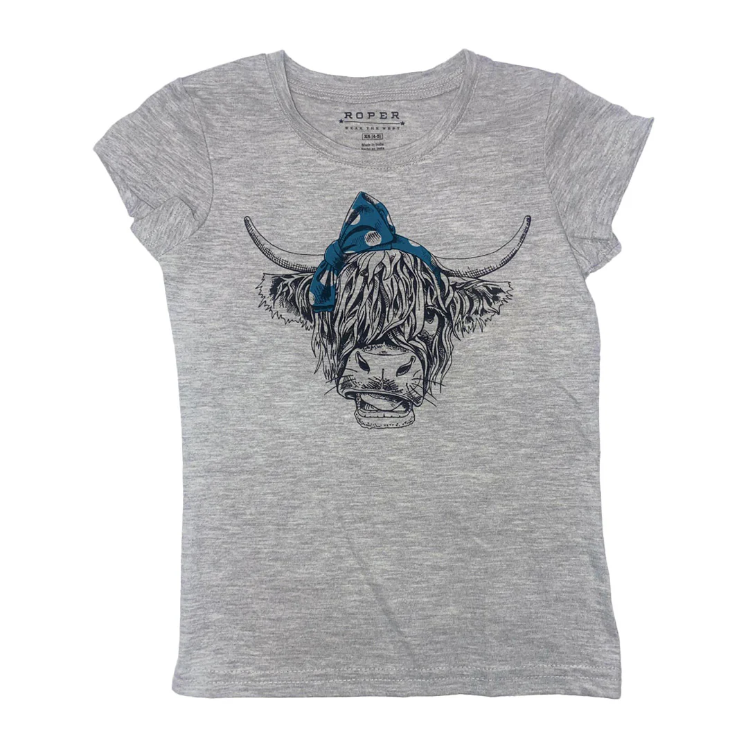 Roper Girl's T-Shirt Cowhead With Bow Jersey - CLEARANCE - Image 2