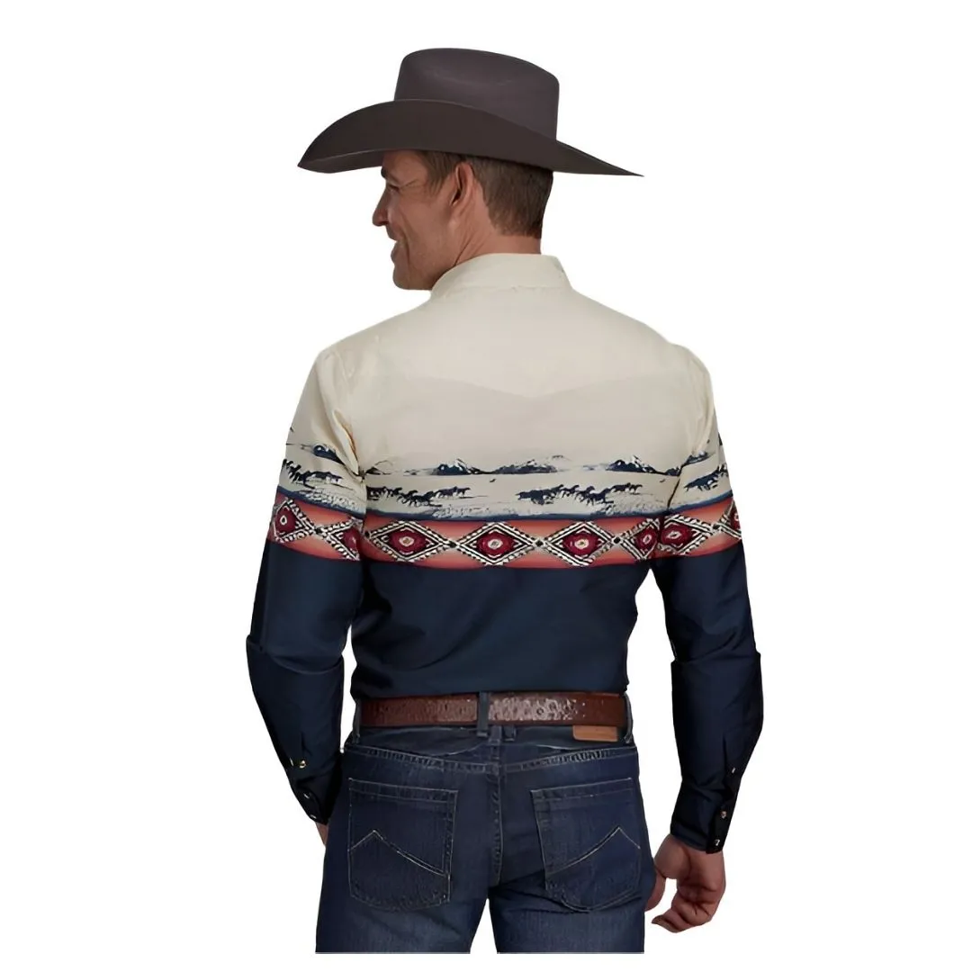 Roper Men's Button Up Shirt Open Range Border - Image 2